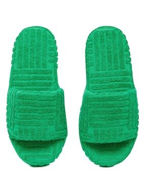 NEW BOTTEGA VENETA Resort Sponge Sandals - Grass Green